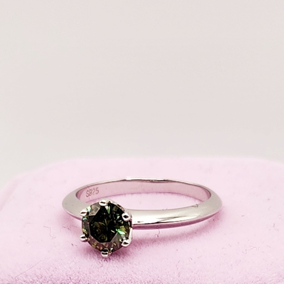 1ct Moissanite Peridot Solitaire Ring - Picture 3 of 12